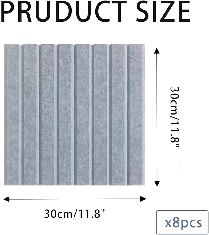 KEYIDE 8Pack 12"x12" Bulletin Boards for Walls, Push Pin Board for Office, Cork Board Alternative for Office, School Slat Wall Paneling (Grey)-DeskLoop Office