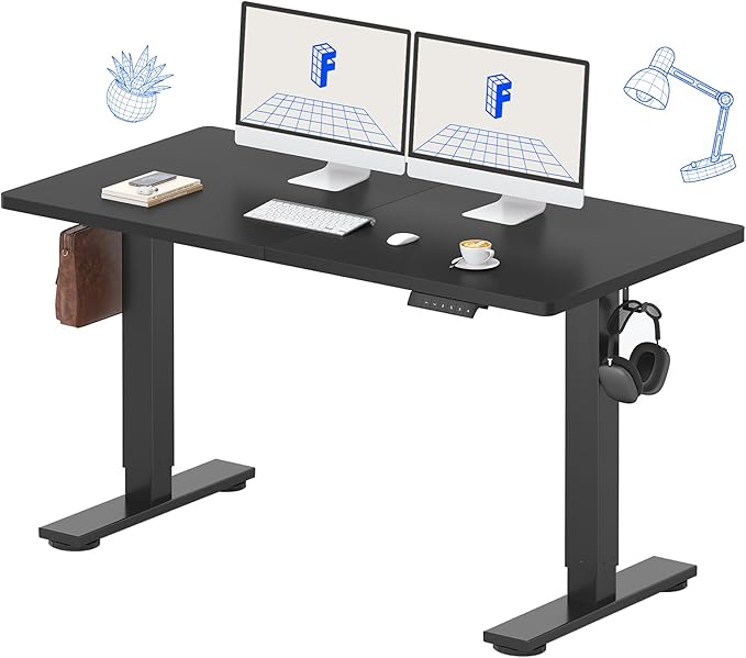 FLEXISPOT Standing Desk Electric Height Adjustable Desk with 55 x 24 Inches Splice Board, Ergonomic Memory Controller, Black Top + Black Frame-DeskLoop Office