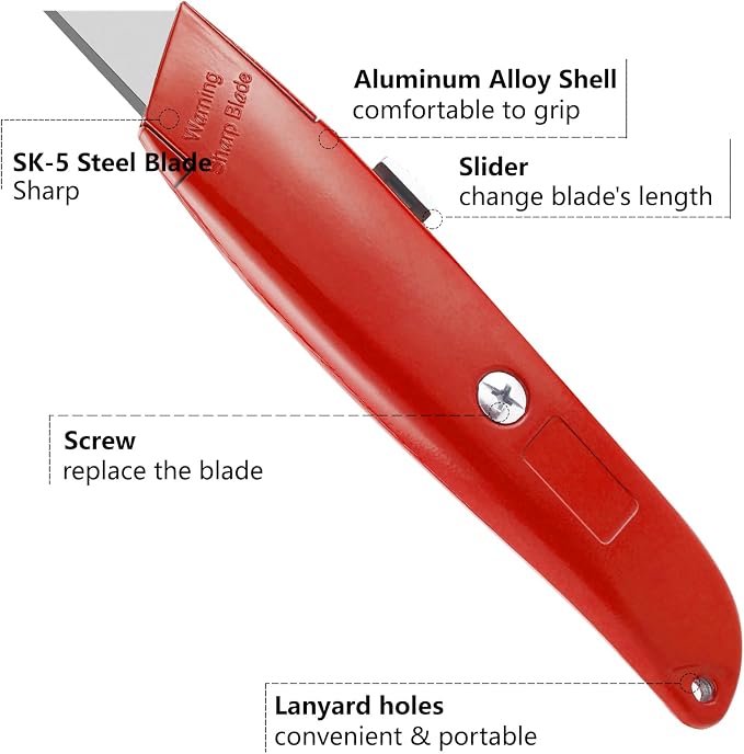 DIYSELF 2Pack Utility Knife Box Cutter Retractable Razor Blade Heavy Duty Box - Image 5