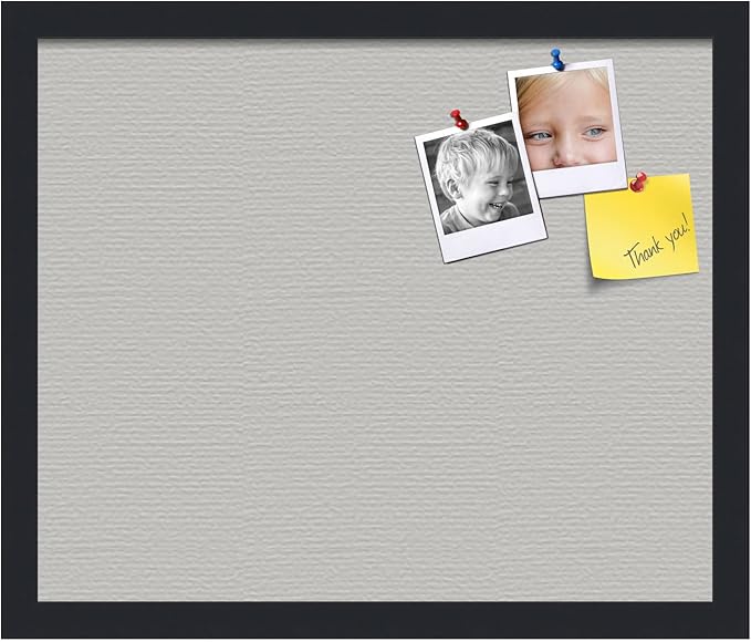 PinPix 18x15 Inch Cork Bulletin Board. This Decorative Framed Pin Board Comes with Light Stone Design and a Satin Black Frame. Ideal for Home Office Decor or Message Board (PinPix-1809)-DeskLoop Office