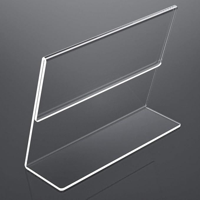 NIUBEE Acrylic Sign Holder 8.5x11 Inches 6 Pack Horizontal, Slant Back Clear - Image 5