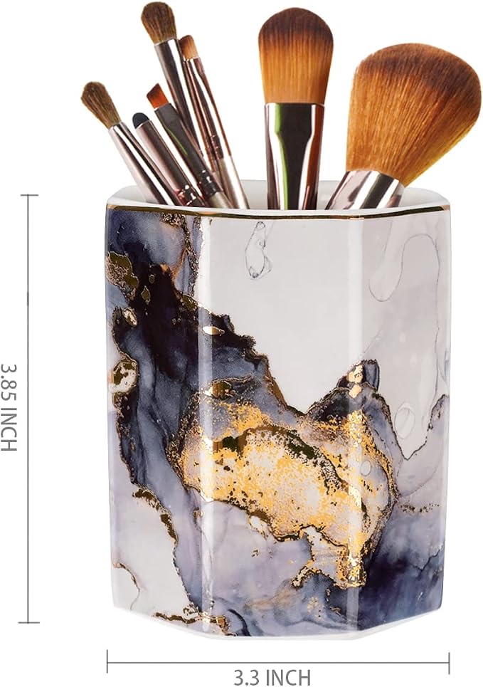 Ceramic Pen Holder for Desk Cute, Pencil Cup Pot Desk Organizer, Makeup Brush - Image 2