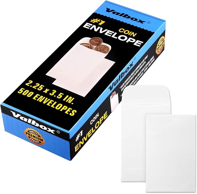 ValBox #1 Coin Envelopes 500Pcs/Box 2.25 x 3.5 Small Parts Envelope by ValBox