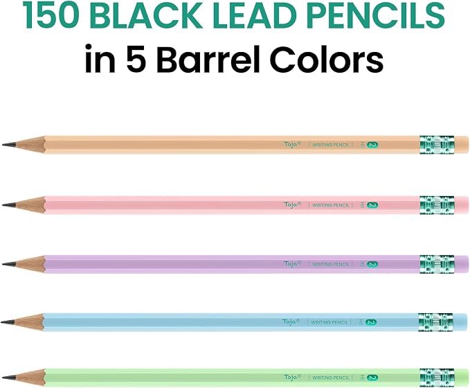 Taja 150 Pack #2 HB Pencils, Bulk Pre-Sharpened Wood-Cased Pencils - Image 2