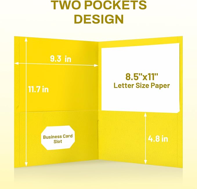 SUNEE Folders with Pockets, 2 Pocket Folders Fit Letter Size Paper, Paper File - Image 4