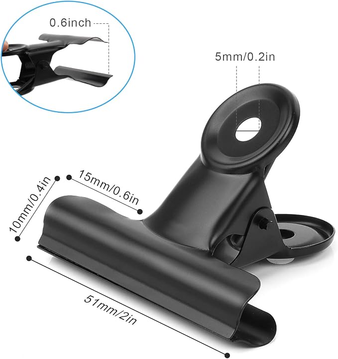 20 Pack Bulldog Clips 2 Inches Large Hinge Paper Clips Metal Hinge Clips - Image 2