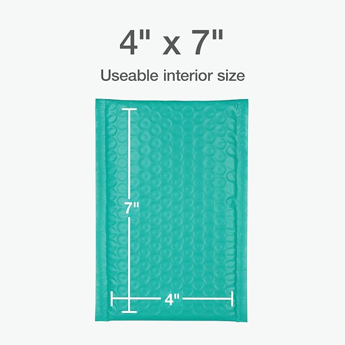 Quality Park Bubble Mailers, 4 x 8 Shipping Envelopes, Small Teal Padded - Image 6