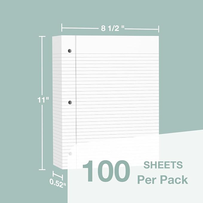 POPRUN Loose Leaf Paper, 8.5" x11" College Ruled, 100GSM / AA Grade Bulk Lined - Image 3