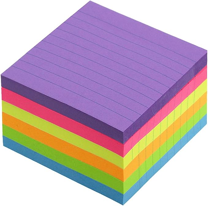 Early Buy 6 Bright Color Lined Sticky Notes Self-Stick Notes 3 in x 3 in - Image 4
