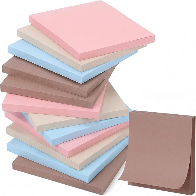 Thenshop 12 Pads Earth Tone Sticky Notes 3''x3'', Self Stick Notes Pads Earth by Thenshop