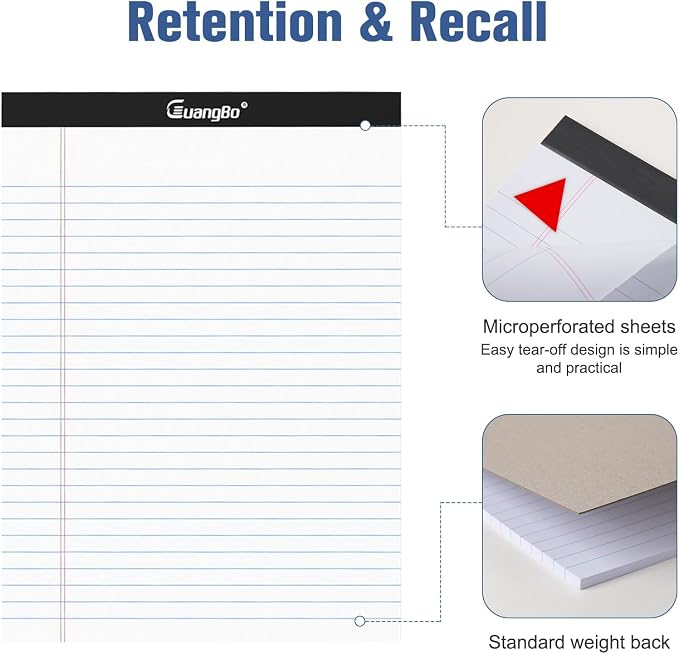 3 Pack White Legal Pads 8.5 x 11 Wide Ruled Note Pad 50 Sheets Notepads Micro - Image 4