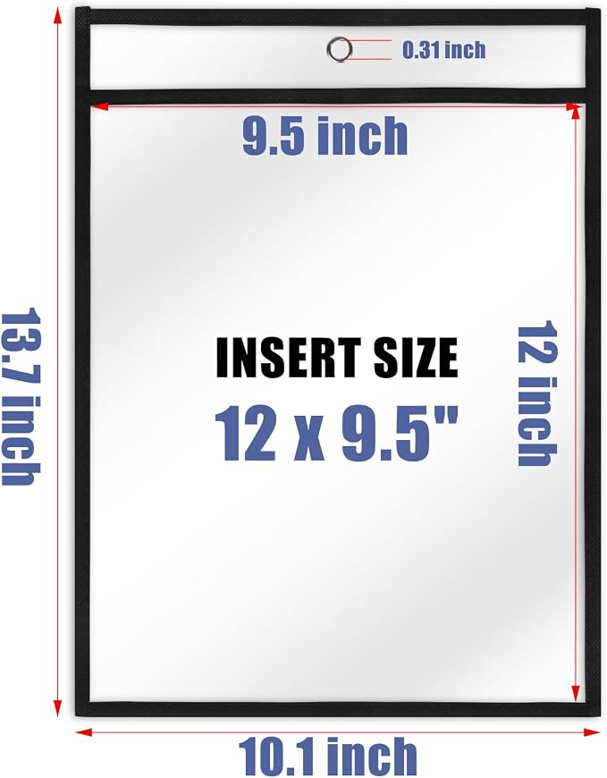 Heavy Duty Dry Erase Pockets 9x12, Job Ticket Holders 50 Pack Plastic Paper - Image 3