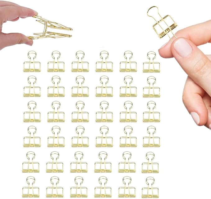 Small Binder Clips, 36 Pack, 3/4 Inch, Standard 19mm, Hollow Out Gold, Capacity - Image 8
