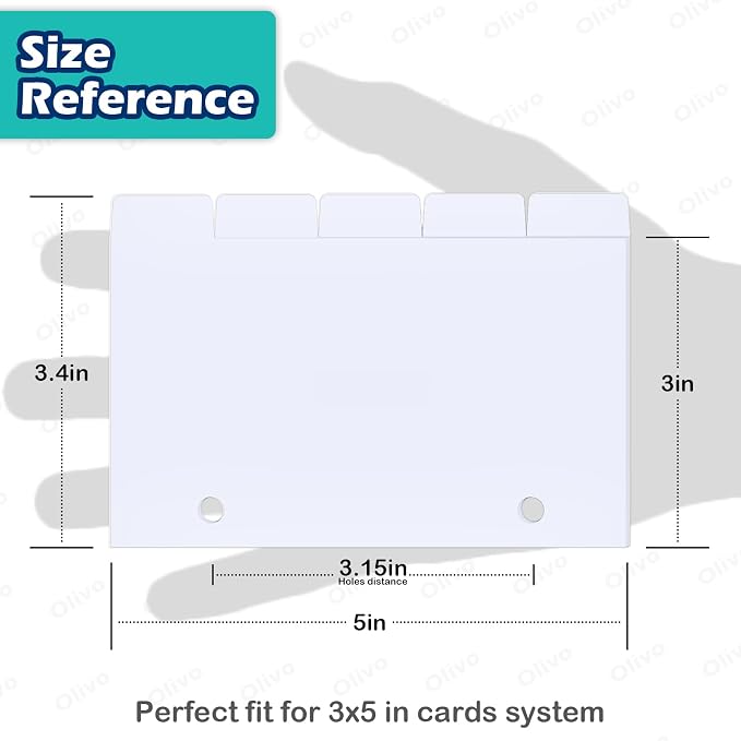 Olivo Plastic Index Card Dividers 3x5 Poly Index Card Guides Set - Image 7