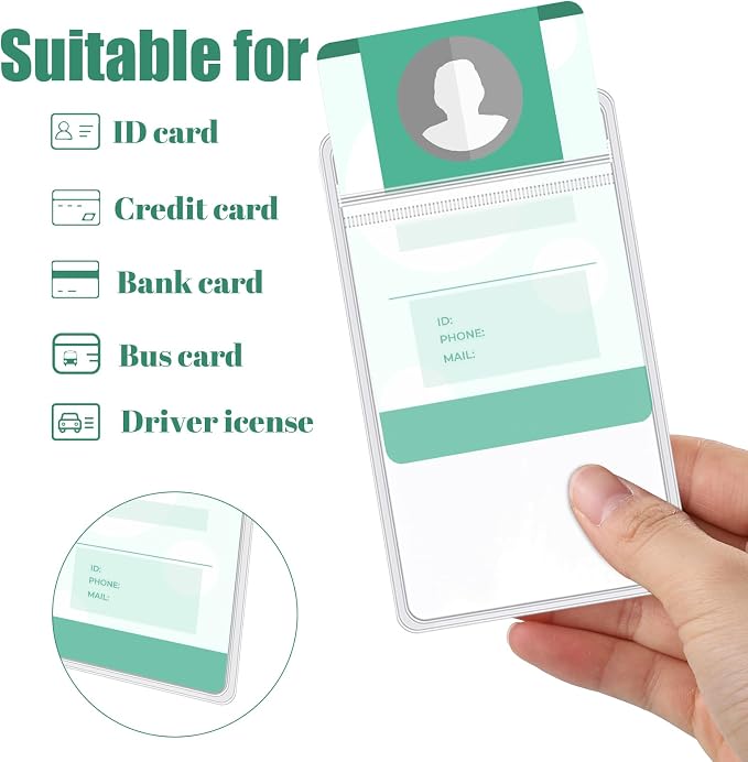 400 Pack Vertical ID Badge Holders Clear Plastic Waterproof Card Holder - Image 6