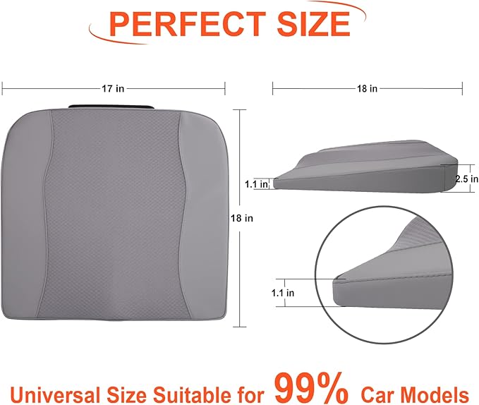Car Seat Cushion, Comfort Memory Foam Car Cushions for Driving - Sciatica & Lower Back Pain Relief, Driver Seat Pillow for Auto, Office Chair, Wheelchair - Gray-DeskLoop Office