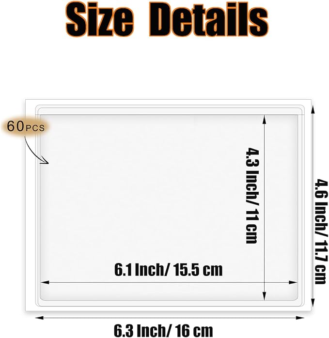 60 Pack Clear Self Adhesive Label Pockets, Label Holders Index Card Pockets - Image 2