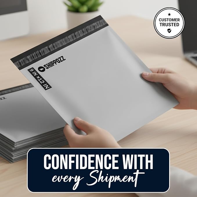 Shippozz 9x12 Poly Mailers 100 Pack, Durable Waterproof Polymailers - Image 6
