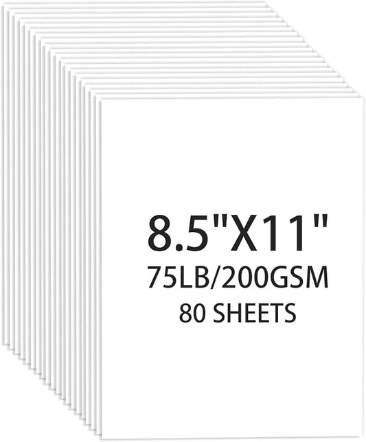 White Cardstock 8.5 X 11, 80 Sheets Card Stock, 75lb/ 200gsm Copy Paper by Ciphyfee