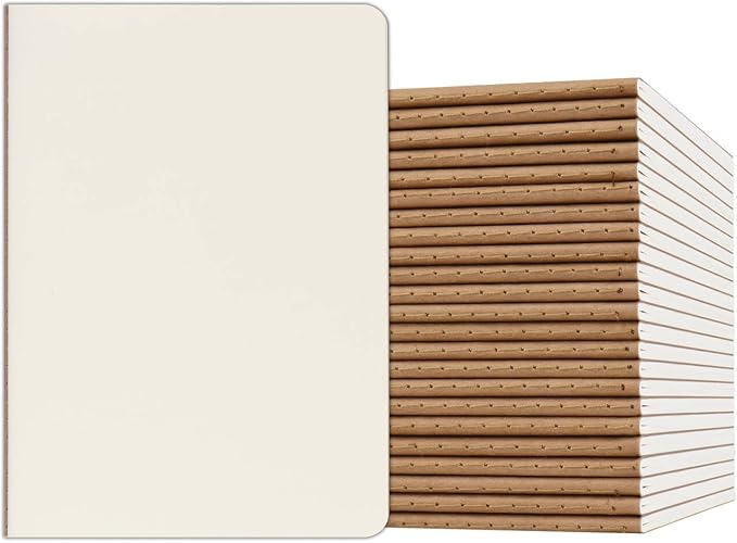 ZCZN 24 Pack A5 Kraft Notebooks Bulk, 8.15x5.5 Inches Blank Journaling Notebooks by ZCZN
