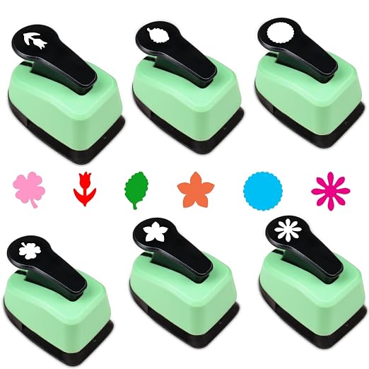 Flower Hole Punch FlowerPunch 6 PCS Paper Punches Set 0.6 inch Scrapbooking by HKKYOArtsCrafts