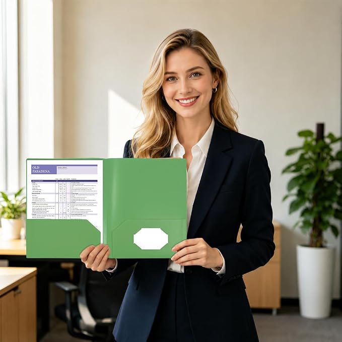 7 Pack Green Plastic Folders - Image 7