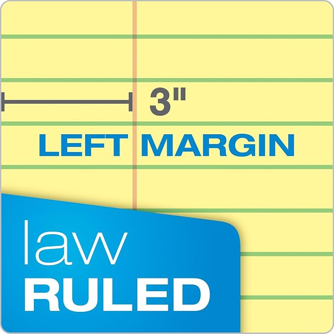 Ampad Double-Sheet Writing Pad, 8-1/2" x 11-3/4", Law Rule, Canary Paper - Image 4