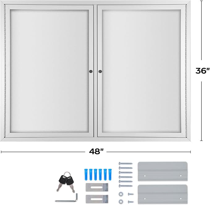 INNOVART Enclosed Bulletin Board 48”x36”, Lockable Dry Erase Noticeboard - Image 2