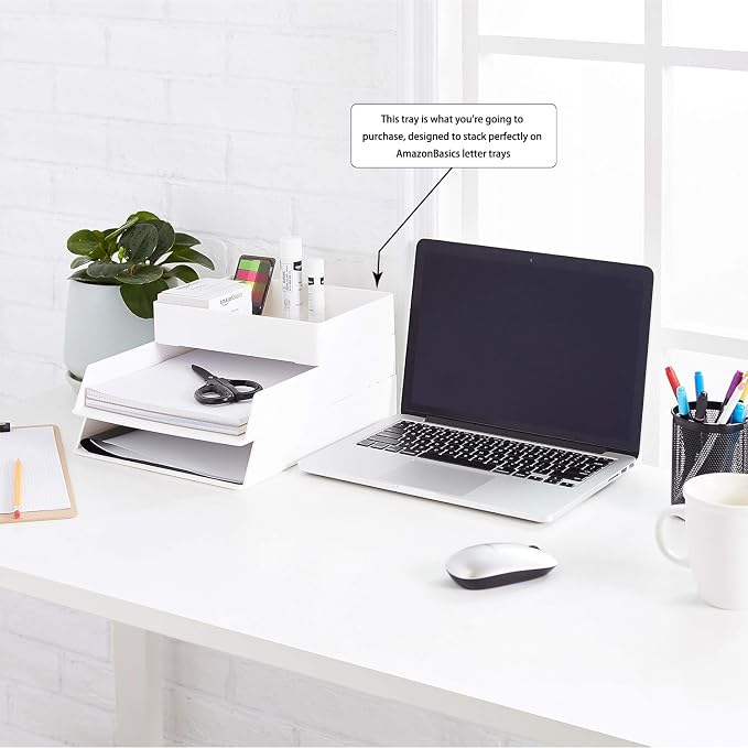 Amazon Basics Rectangular Plastic Desk Organizer - Image 2