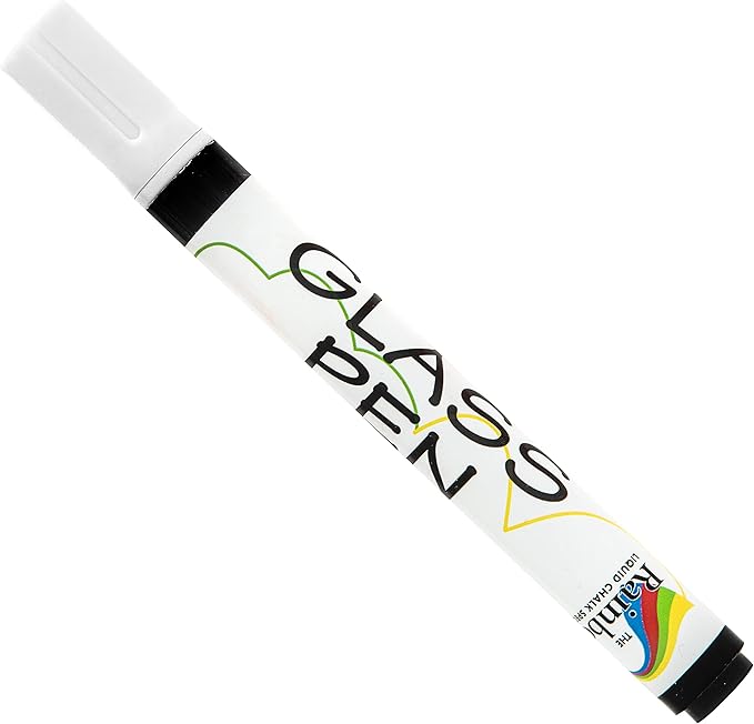 Glass Pen Window Marker: Liquid Chalk Markers for Glass, Car Marker or Mirror Pen with Washable Paint - Car Windows, Storefront Window, Wedding, Parade, Party & Holiday Decorations (White, Fine Tip)-DeskLoop Office