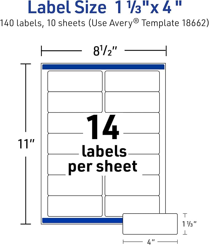 Avery Printable Address Labels, Sure Feed Technology, 1-1/3" x 4", Matte Clear - Image 6