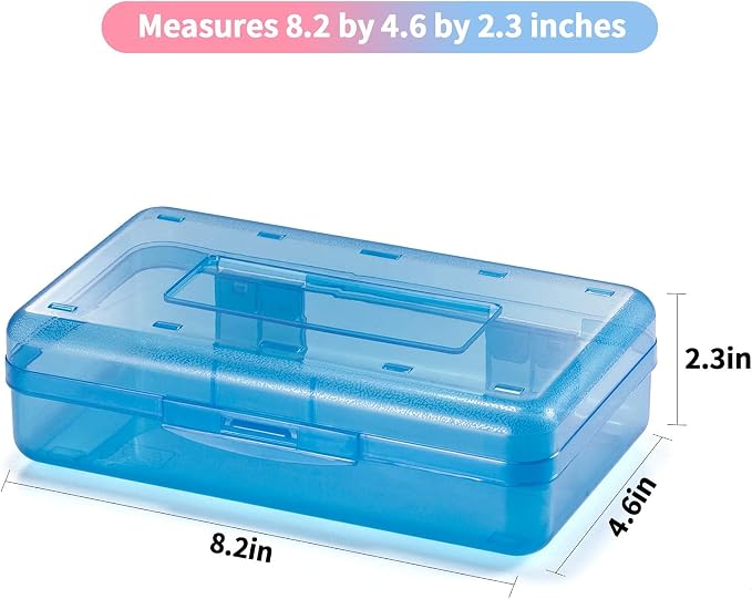 Sooez Plastic Pencil Case Box 6 Pack, Colored Large Craft Storage Bulk - Image 2