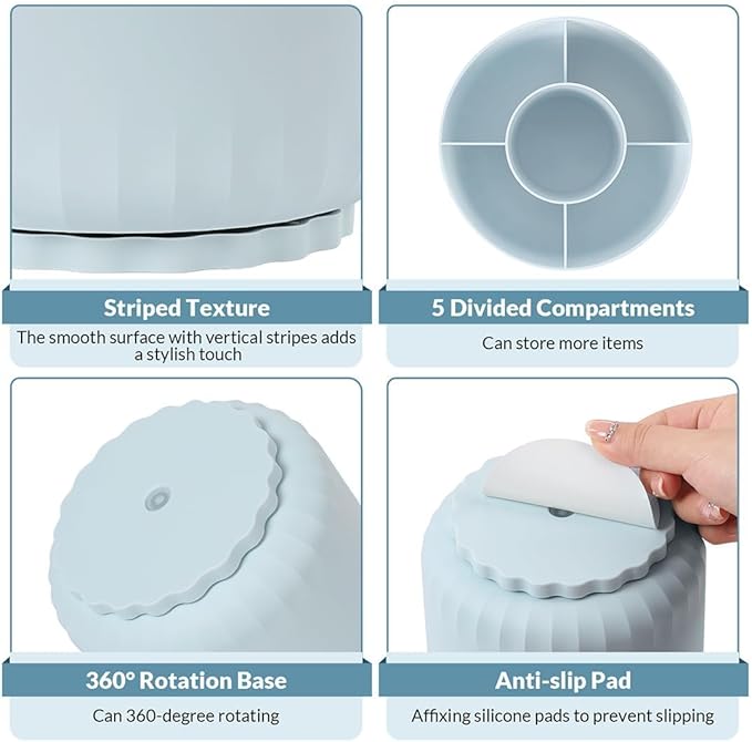 SKYDUE 360 Degree Rotating Desk Organizer, Dual-Purpose Pencil Pen Holder for Desk, Rotating Pencil Cup with 5 Slots, Office Supplies, Desk Decor for Office, School, Home-DeskLoop Office