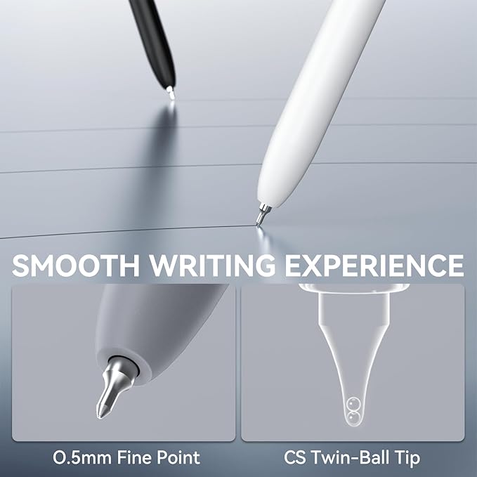 Gel Pens, 6 Pcs 0.5mm Fine Point Black Ink Pen With Smooth Writing, Office Desk Accessories, School Supplies Gifts for Men Women, Quick Dry Pens For Journaling, Black/Gray/White-DeskLoop Office