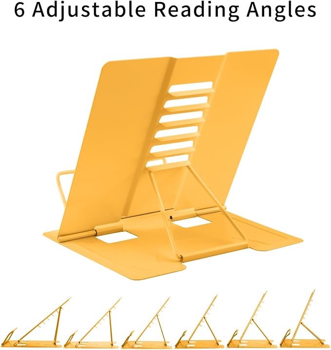 MSDADA Desk Book Stand Metal Reading Rest Book Holder Adjustable Cookbook - Image 4