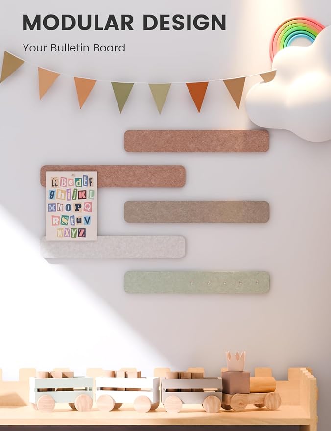 Fluxynara Cork Board Alternative Felt Strip Board 5-Pack 13"x2", Office Pin - Image 5