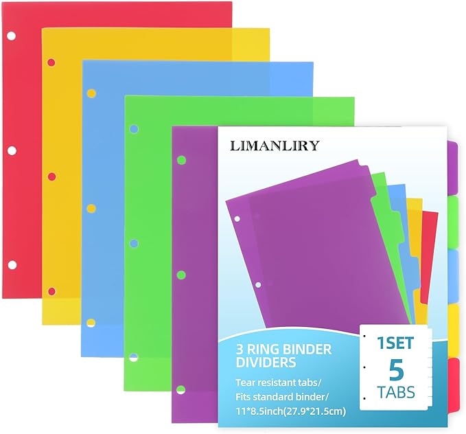 3 Sets Colorful Binder Dividers by LIMANLIRY