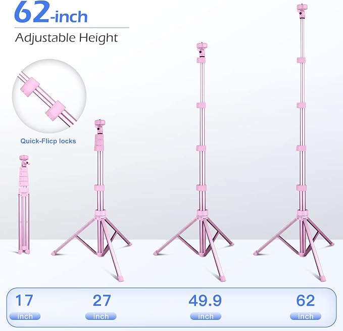 Sensyne 62" Phone Tripod & Selfie Stick, Extendable Cell Phone Tripod Stand - Image 4