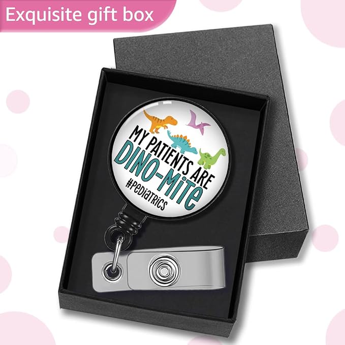 My Patients are Dino-mite Pediatrics Badge Reel Retractable - Image 4