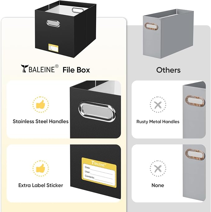 BALEINE File Organizer Box, Cardboard File Folder Organizer - Image 5