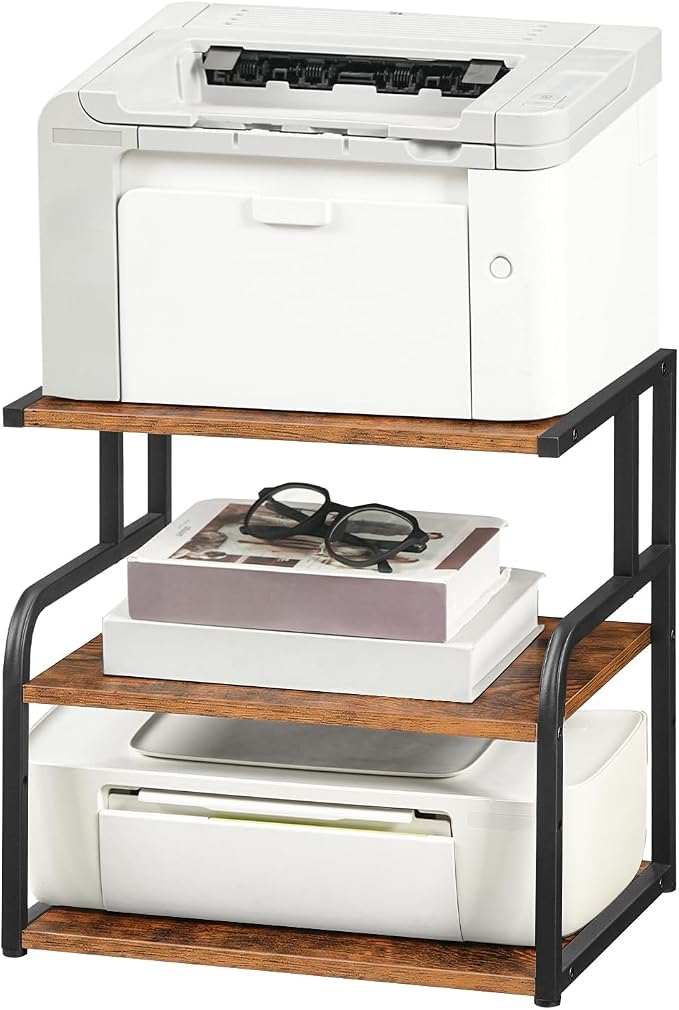 HOOBRO Printer Stand, 3-Tier Desktop Printer Table, Under Desk Printer Storage - Image 2