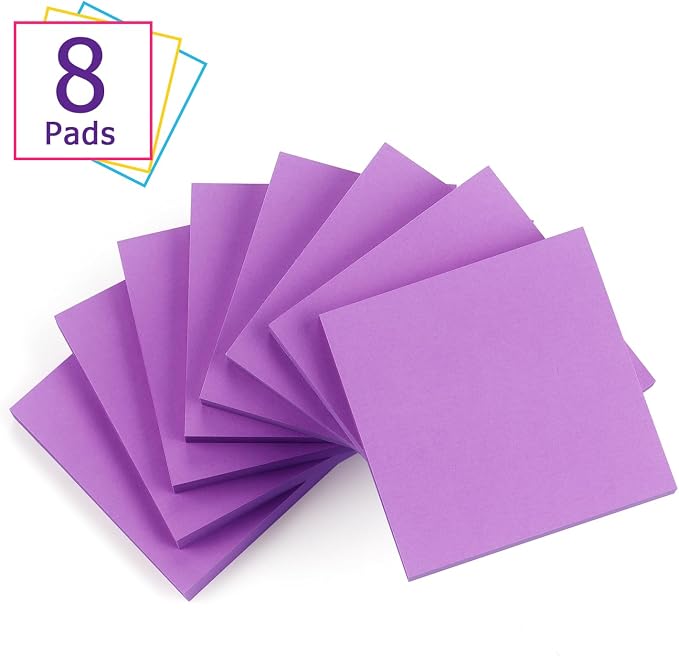 Sticky Notes 3x3 Self-Stick Notes Bright Colors Sticky Notes 8 Pads 80 Sheet/Pad - Image 2