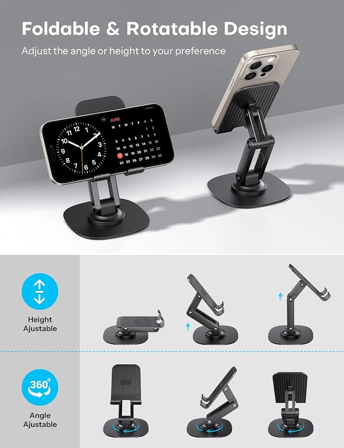 OMOTON Cell Phone Stand for Desk, 2 Pack Adjustable Foldable Phone Holder - Image 3