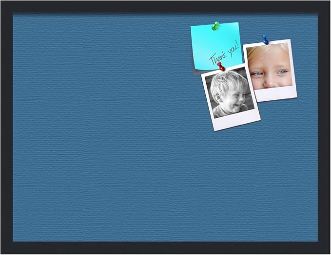 PinPix 24x18 Inch Cork Bulletin Board. This Decorative Framed Pin Board Comes with Navy Pastel Design and a Satin Black Frame. Ideal for Home Office Decor or Message Board (PinPix-1811)-DeskLoop Office