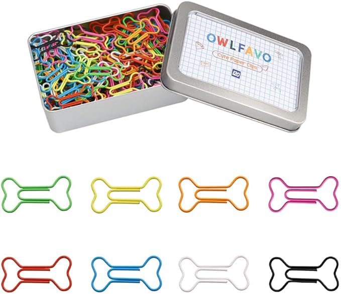 OWLFAVO 120pcs Dog Bone Shape Paper Clips by OWLFAVO