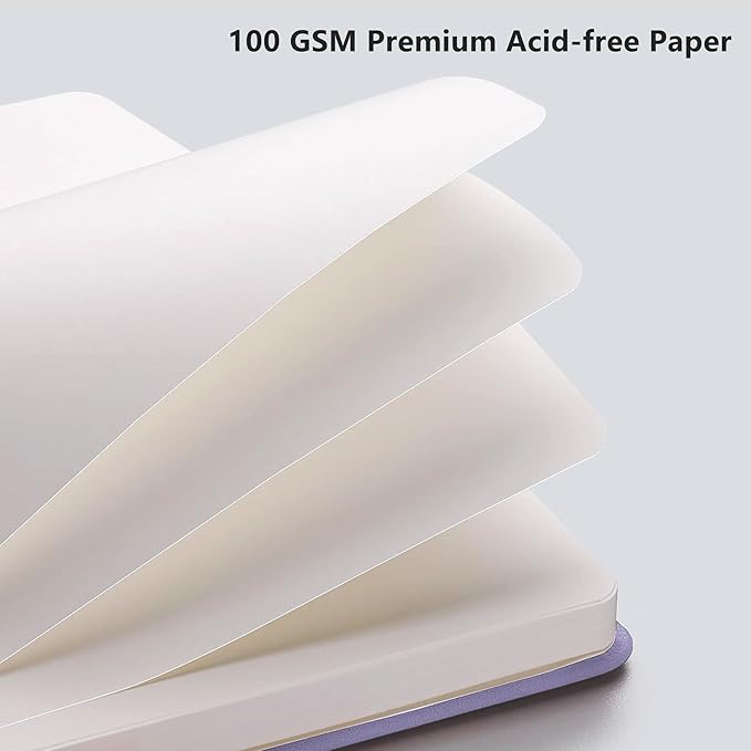 RETTACY Blank Journal Notebook, 192 Pages, A5 Medium Size (5.7'' x 8.3''), Leather Hardcover, 100 GSM Thick Paper, for Sketching, Drawing, Painting (Purple)-DeskLoop Office