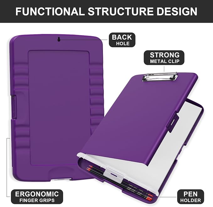 Plastic Clipboard with Storage, 8.5 x 11 Storage Organization Box Side-Opening - Image 3