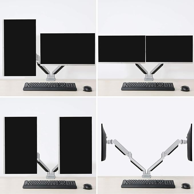 MOUNTUP Dual Monitor Desk Mount, Die-Cast Aluminum Fully Adjustable Double Monitor Arm with Gas Spring, Computer Monitor Stand Fits 2 Screen 17 to 32 inch - Each Arm Holds 3.3-17.6LBS, MU0024-DeskLoop Office