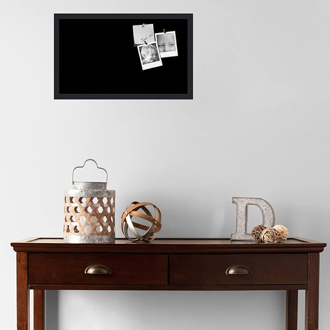 PinPix 24x14 Inch Cork Bulletin Board. This Decorative Framed Pin Board Comes with Solid Black Design and a Satin Black Frame. Ideal for Home Office Decor or Message Board (PinPix-622)-DeskLoop Office