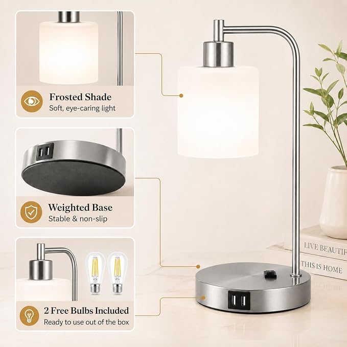 Set of 2 Industrial Touch Control Table Lamps - Image 5